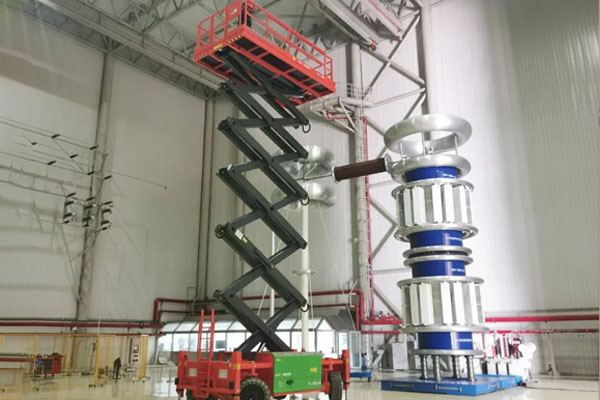 scissor aerial work platform for fire pipe installation